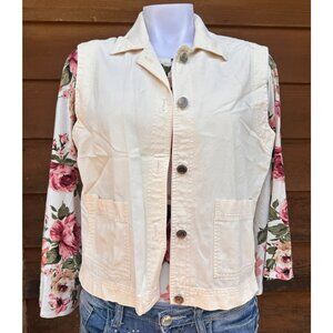 Vintage Joan Walter Lemon Creme Denim Vest Size M